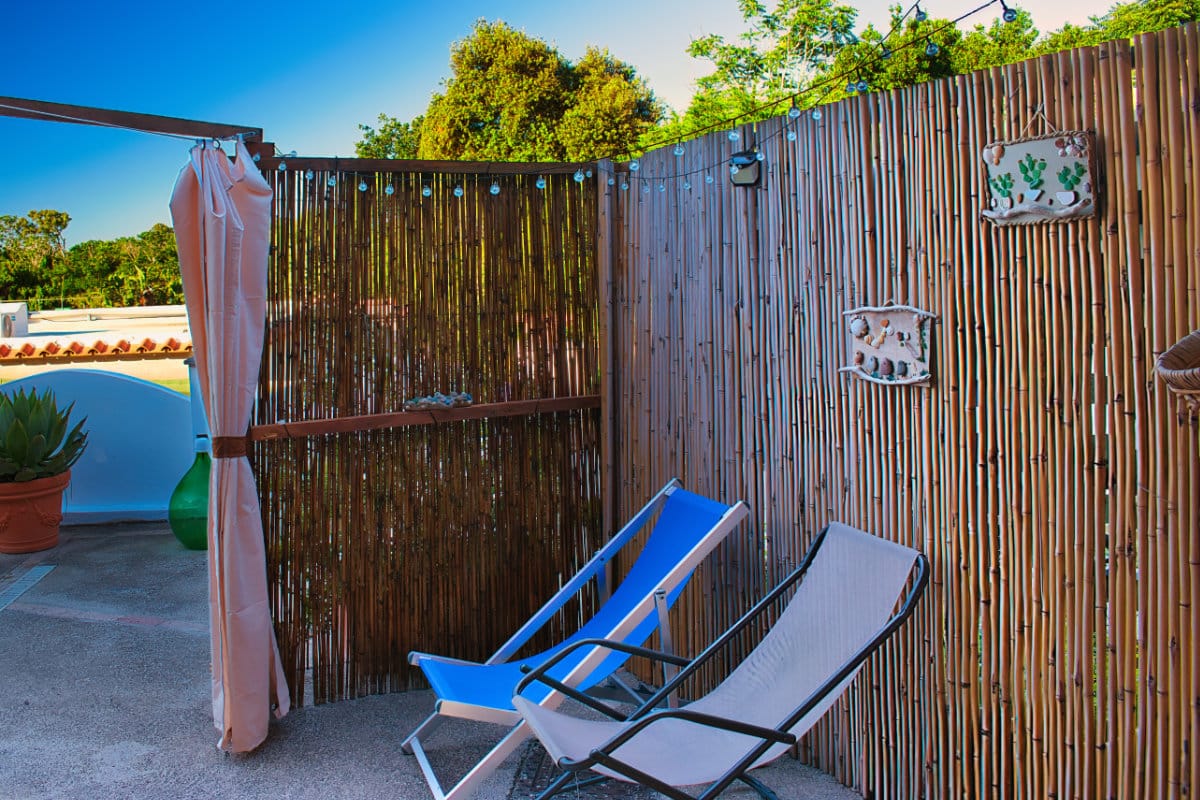 Outdoor area with deck chairs